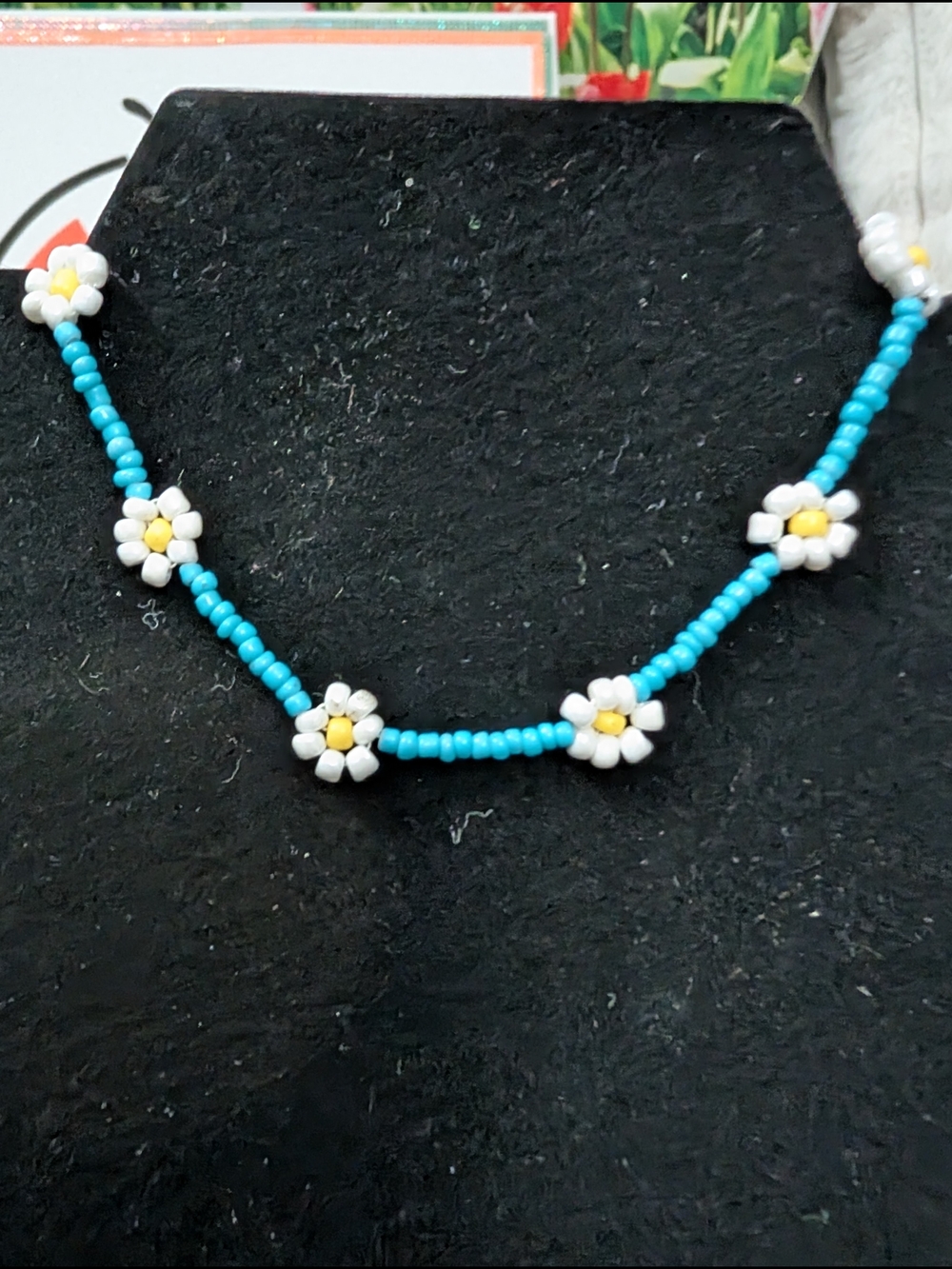 Unbranded Turquoise Beaded Daisy Bracelet with White & Yellow Accents